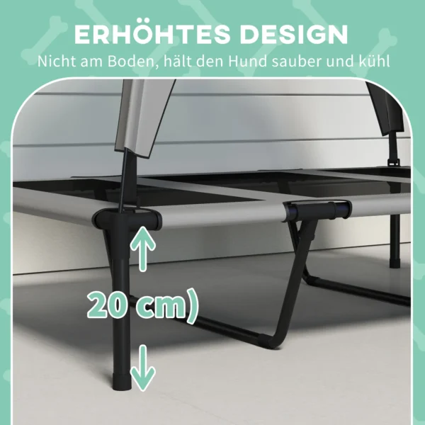 Verhoogd hondenbed met baldakijn, huisdierbed, outdoor hondenligstoel met dak, ademend, voor grote honden lichtgrijs oxford 106 x 76 x 94 cm 8