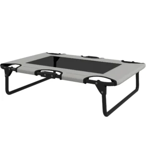 Verhoogd hondenbed opvouwbaar huisdierbed, outdoor hondenligstoel met netontwerp, ademend, voor kleine en middelgrote honden lichtgrijs oxford 75 x 51 x 18 cm 1