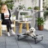 Verhoogd hondenbed opvouwbaar huisdierbed, outdoor hondenligstoel met netontwerp, ademend, voor kleine en middelgrote honden lichtgrijs oxford 75 x 51 x 18 cm 2