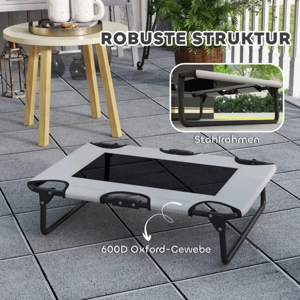 Verhoogd hondenbed opvouwbaar huisdierbed, outdoor hondenligstoel met netontwerp, ademend, voor kleine en middelgrote honden lichtgrijs oxford 75 x 51 x 18 cm 6
