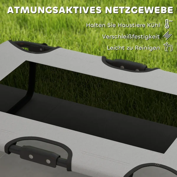 Verhoogd hondenbed opvouwbaar huisdierbed, outdoor hondenligstoel met netontwerp, ademend, voor kleine en middelgrote honden lichtgrijs oxford 75 x 51 x 18 cm 8