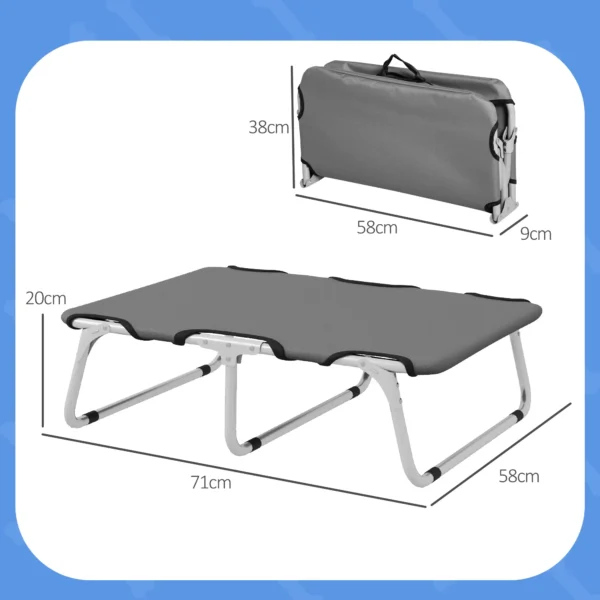 Verhoogd hondenbed, outdoor huisdierenbed, hondenligstoel voor kleine honden tot 10 kg, oxford, grijs 71 x 58 x 20 cm 4