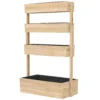 Verhoogd houten bloembed, 4 laags plantenbed met afvoergaten, vroeg bloembed, tuinbed, plantenbak 88,5 x 45 x 140 cm, groentebed voor tuin balkon, bloempot voor bloemen, planten, fruit, groenten 1