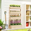Verhoogd houten bloembed, 4 laags plantenbed met afvoergaten, vroeg bloembed, tuinbed, plantenbak 88,5 x 45 x 140 cm, groentebed voor tuin balkon, bloempot voor bloemen, planten, fruit, groenten 2