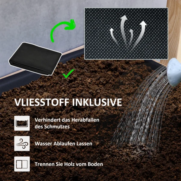 Verhoogd houten bloembed, 4 laags plantenbed met afvoergaten, vroeg bloembed, tuinbed, plantenbak 88,5 x 45 x 140 cm, groentebed voor tuin balkon, bloempot voor bloemen, planten, fruit, groenten 7