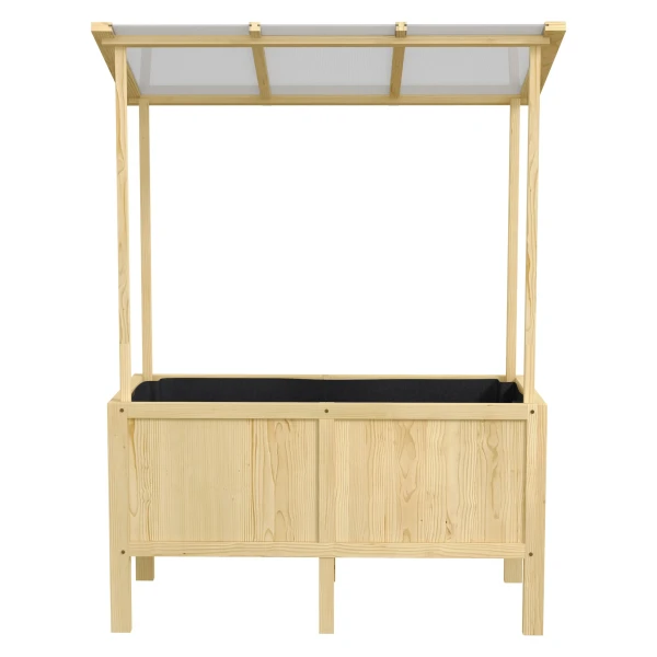 Verhoogd houten plantenbed met deksel 110x60x152cm plantenbak met vliesstof voor tuin balkon natuur 10