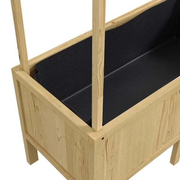 Verhoogd houten plantenbed met deksel 110x60x152cm plantenbak met vliesstof voor tuin balkon natuur 9
