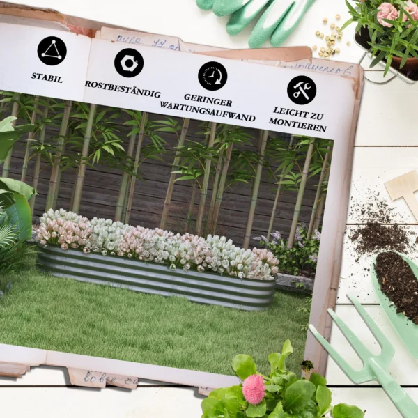 Verhoogd metalen plantenbak 150 x 62 x 30 cm groentebed diy bloembak met open bodem voor tuin balkon kruidenbed zilver 8