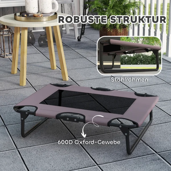 Verhoogd opvouwbaar hondenbed, buiten hondenligstoel met netontwerp, ademend, voor kleine en middelgrote honden koffie oxford 75 x 51 x 18 cm 6