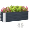 Verhoogd stalen tuinbed plantenbak 125x47x40cm koolgrijs incl. handschoenen voor groenten & bloemen 1