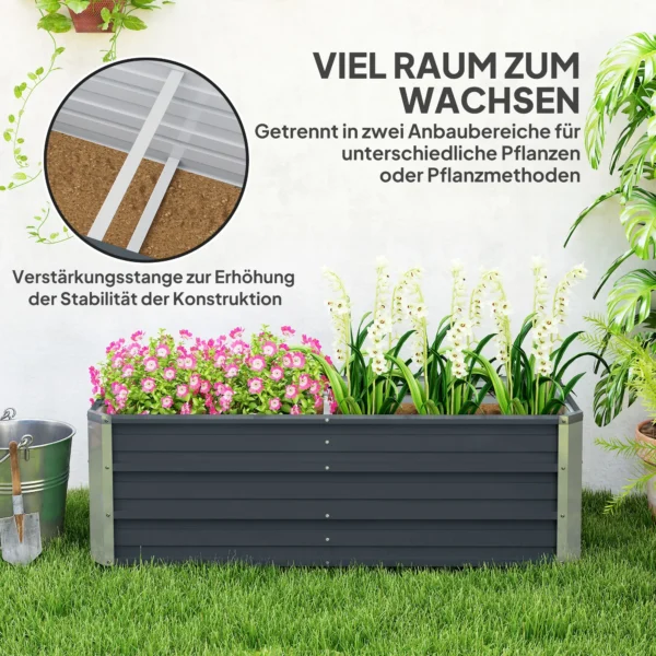 Verhoogd stalen tuinbed plantenbak 125x47x40cm koolgrijs incl. handschoenen voor groenten & bloemen 5