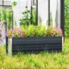 Verhoogd stalen tuinbed plantenbak 125x47x40cm koolgrijs incl. handschoenen voor groenten & bloemen 9