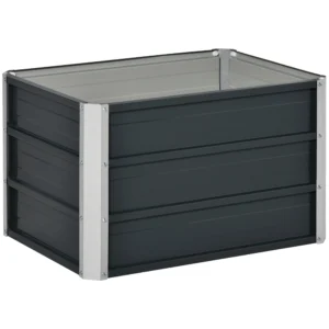Verhoogd stalen tuinbed plantenbak donkergrijs 66x47x40cm incl. handschoenen stevig voor groenten & bloemen 1