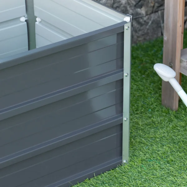 Verhoogd stalen tuinbed plantenbak donkergrijs 66x47x40cm incl. handschoenen stevig voor groenten & bloemen 9