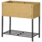 Verhoogde bloembak van poly rattan met poten en plank, zandkleurig, 70 x 30 x 72 cm, ideaal voor tuin & balkon 1