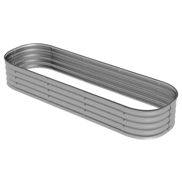 Verhoogde metalen plantenbak 195x62x30cm diy bloembak met open bodem voor tuin balkon zilver 1