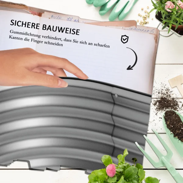 Verhoogde metalen plantenbak 195x62x30cm diy bloembak met open bodem voor tuin balkon zilver 7