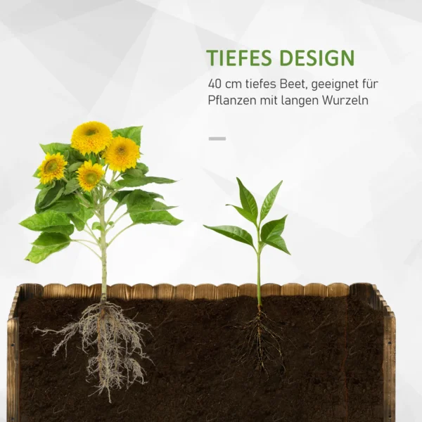 Verhoogde plantenbak 120 x 40 x 40 cm gemaakt van sparrenhout voor kruiden groenten bloembed bloembak 7