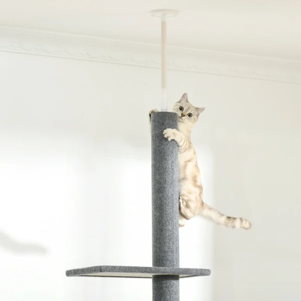 Verstelbare krabpaal 228 260 cm plafondhoog kattenboom klimboom voor katten grijs voor actief spelen en ontspannen 9