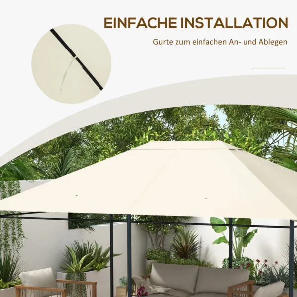 Vervangend dak voor tuinpaviljoen 3,97x2,97m waterdicht met uv bescherming in crème voor tuinmeubilair 7