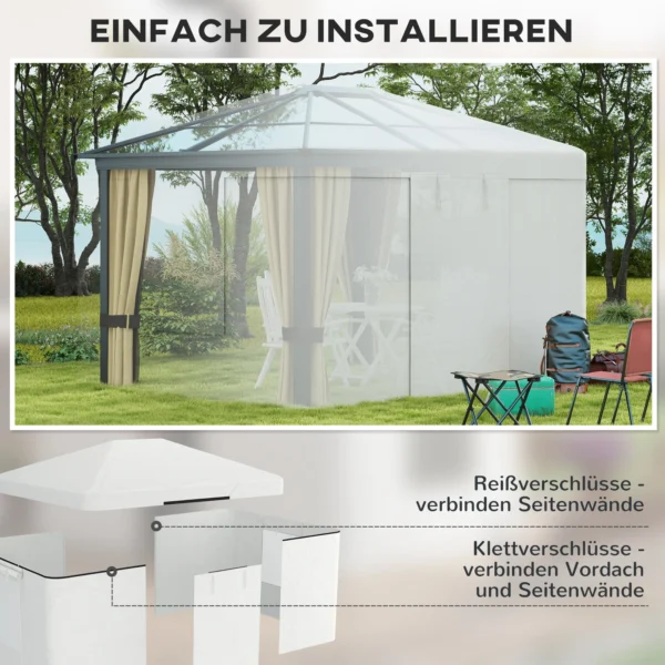 Vervangende dakset voor paviljoen, waterdicht met 2 zijwanden, ideaal voor tuinpaviljoen, wit, weerbestendig & duurzaam 8