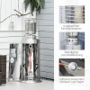 Verwarmingsstraler terrasverwarmer 10kw verrijdbaar met handvat & wielen, draaiknop, roestvrij staal zilver Ø55,6 x 143 cm voor tuin & terras 9