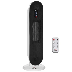 Verwarmingstoestel ventilatorkachel 2000w elektrische keramische verwarmingskolom met afstandsbediening 24 uurs timer oscillatie compact 21x21x63,5cm 1