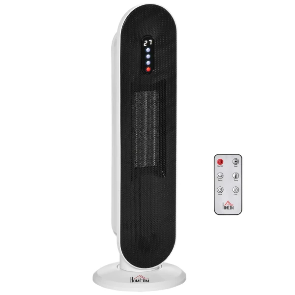Verwarmingstoestel ventilatorkachel 2000w elektrische keramische verwarmingskolom met afstandsbediening 24 uurs timer oscillatie compact 21x21x63,5cm 1