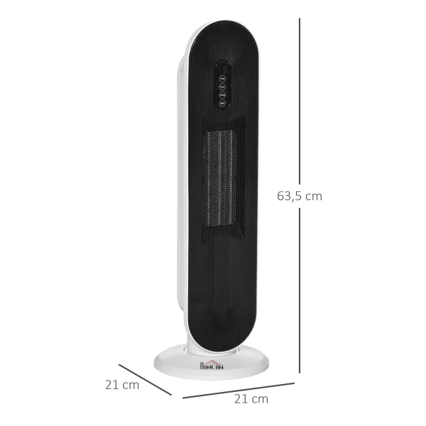 Verwarmingstoestel ventilatorkachel 2000w elektrische keramische verwarmingskolom met afstandsbediening 24 uurs timer oscillatie compact 21x21x63,5cm 4