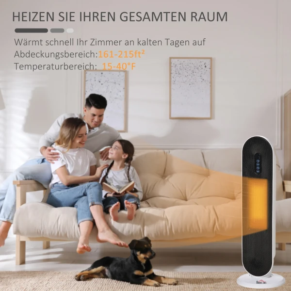 Verwarmingstoestel ventilatorkachel 2000w elektrische keramische verwarmingskolom met afstandsbediening 24 uurs timer oscillatie compact 21x21x63,5cm 5