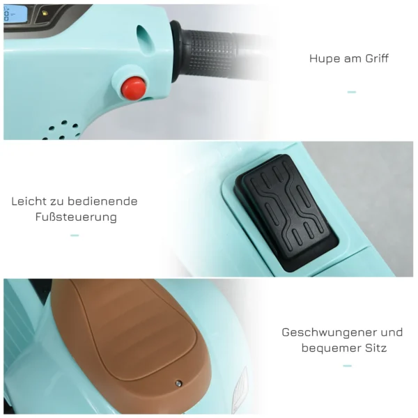 Vespa kinder motorfiets, kindermotor, 1,5 3 jaar, metaal, blauwgroen 8