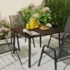 Vierkante tuintafel voor 4 personen met parasolgat, staal, bruin, 100x100x72cm, ideaal voor tuin & terras 8