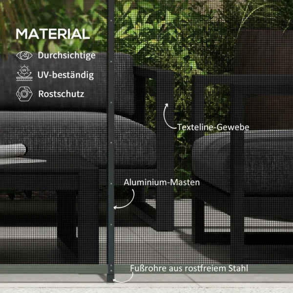 Vijverhek 365 x 126 cm tuinhek 4 delige set decoratief zwembadhek met voet insteekhek voor terras balkon gaas zwart 7