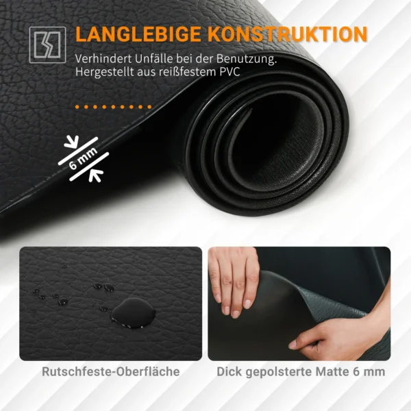 Vloerbeschermingsmat fitnessapparatuur pvc zwart 180x90x0,6cm 6