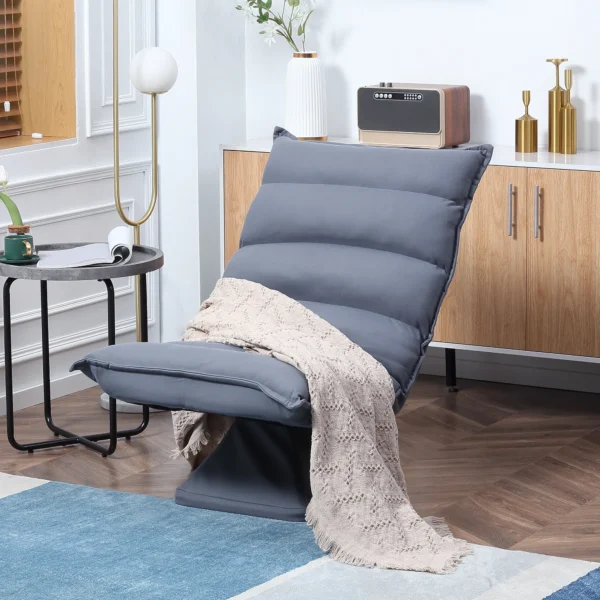 Vloersofa vloerstoel met verstelbare rugleuning draaibare meditatiestoel relaxfauteuil microvezeldoek grijs 62x62x95 cm 2