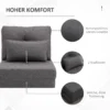 Vloerstoel 2 in 1 opklapbed met verstelbare rugleuning, vloersofa met sierkussen, linnen, comfortabel vloerzitkussen 7