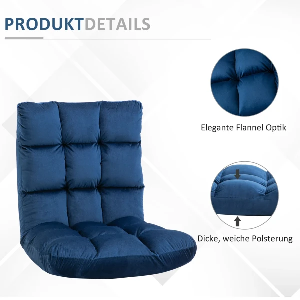 Vloerstoel 3 in 1 opvouwbare vloerstoel met rugleuning 13 posities zitkussen metaal schuim 55x71x53,5cm voor woonkamer & gaming 8