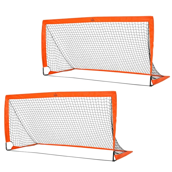 Voetbaldoelen 2 delige set opvouwbare minidoelen van metaal met oxford stof voor kinderen buiten in oranje 183 x 90 x 90 cm 1
