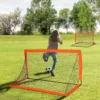Voetbaldoelen 2 delige set opvouwbare minidoelen van metaal met oxford stof voor kinderen buiten in oranje 183 x 90 x 90 cm 2
