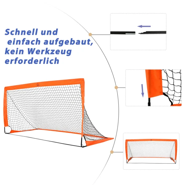 Voetbaldoelen 2 delige set opvouwbare minidoelen van metaal met oxford stof voor kinderen buiten in oranje 183 x 90 x 90 cm 6