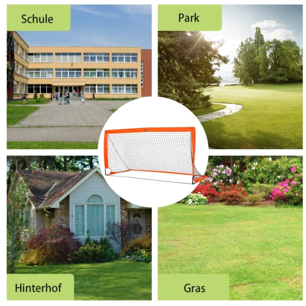 Voetbaldoelen 2 delige set opvouwbare minidoelen van metaal met oxford stof voor kinderen buiten in oranje 183 x 90 x 90 cm 8