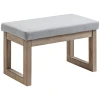 Voetenbank gestoffeerde kruk met houten poten 68x38x42 cm grijs zitkruk voor woonkamer slaapkamer entreebank 1