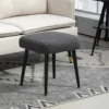 Voetenbankje vierkant zitbankje met kasjmier look, donkergrijs, stalen poten, ideaal voor woonkamer & slaapkamer 8