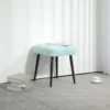 Voetenbankje vierkant zitbankje met kasjmier look, voetensteun met stalen poten, lichtblauw voor woonkamer & slaapkamer 2