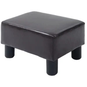 Voetenbankje zithocker, rechthoekige ottoman, voetsteun, kunstleer, tot 100kg, voor woonkamer, koffie 1