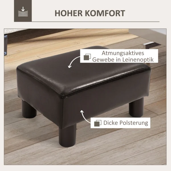Voetenbankje zithocker, rechthoekige ottoman, voetsteun, kunstleer, tot 100kg, voor woonkamer, koffie 5