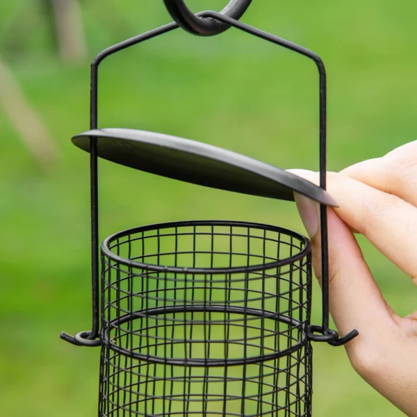 Vogel voederstation set met vogeldrinkbak en voederbakje, volledige voederkolom, vogelvoederautomaat met 4 haken, staal zwart 8