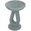 Vogeldrinkbak vogelbad met standaard in steen look, vogelvoederdispenser, wildvogeldrinkbak voor tuin & balkon, grijs, 51cm 1