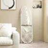 Volledige lichaamsspiegel, 160 x 40 cm wandspiegel met standaard, metalen frame, ovale staande spiegel voor woonkamer, slaapkamer, wit 9