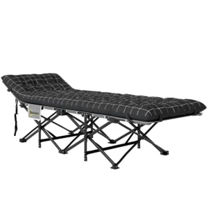 Vouwbaar campingbed met zijtas matras antislip gastenbed tot 150 kg belastbaar outdoor oxford zwart 190 x 67 x 37 cm 1